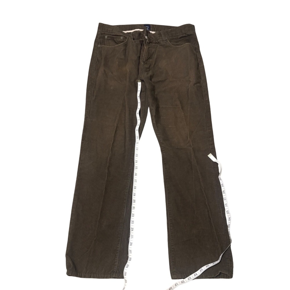 Gap Mens Corduroy Pants 34x32 Olive Brown Straight Leg Five Pocket Casual